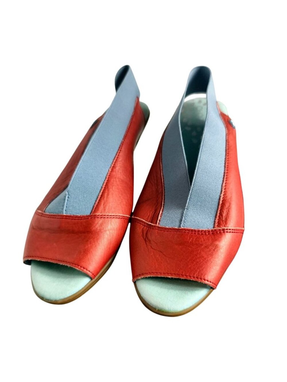 Cloud Caliber Womens 7.5 Slingback Sandals Red Leather Comfy - Picture 3 of 11